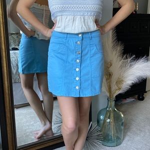 Button Front Lightweight Canvas Skirt